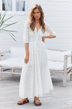 Load image into Gallery viewer, Sol Embroidered White Indiana Maxi By Jaase