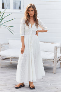 Sol Embroidered White Indiana Maxi By Jaase