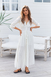 Sol Embroidered White Indiana Maxi By Jaase