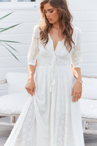 Sol Embroidered White Indiana Maxi By Jaase