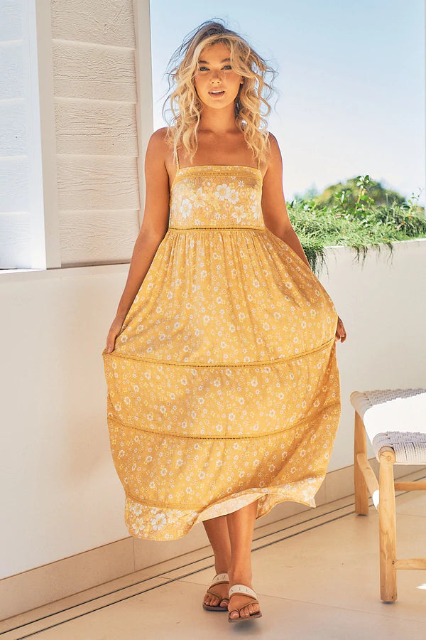 Sunny Print Heidi Midi Dress by Jaase